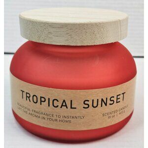 Tropical Sunset Scented Candle 15 Oz With Wooden Lid Double Wick